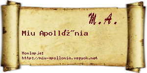 Miu Apollónia névjegykártya